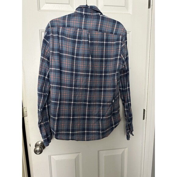 J.Crew Men's Shirt M  Blue And Orange Plaid Long Sleeve Button Collared medium - Picture 3 of 3